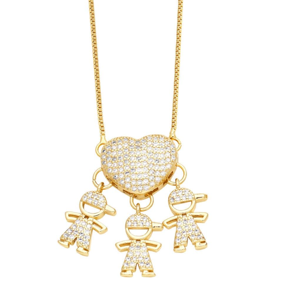 image-Heart Zircon Pendant Necklace - Copper Box Chain Women's