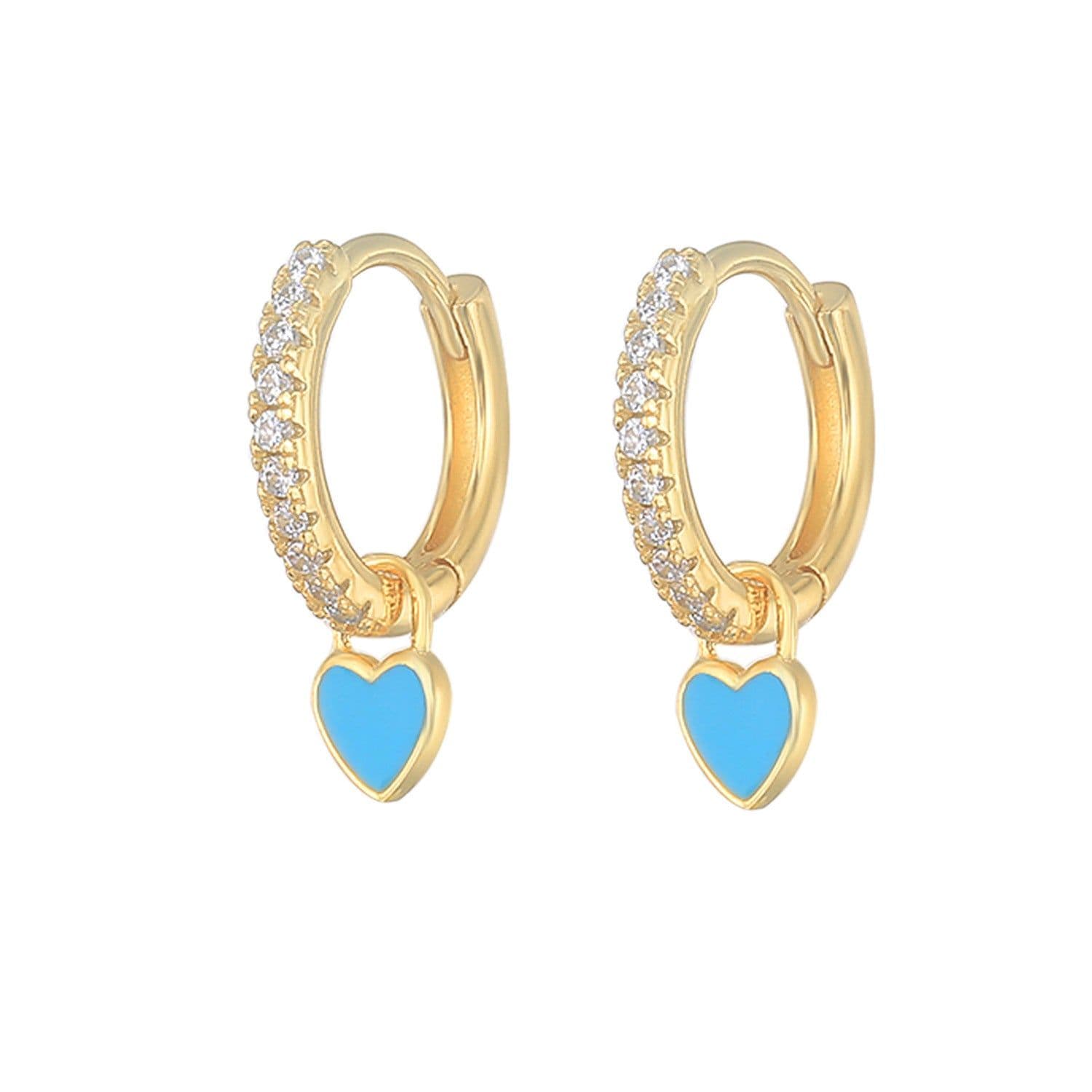 image-S925 Heart-Shaped Earrings - Platinum-White Oil Drop