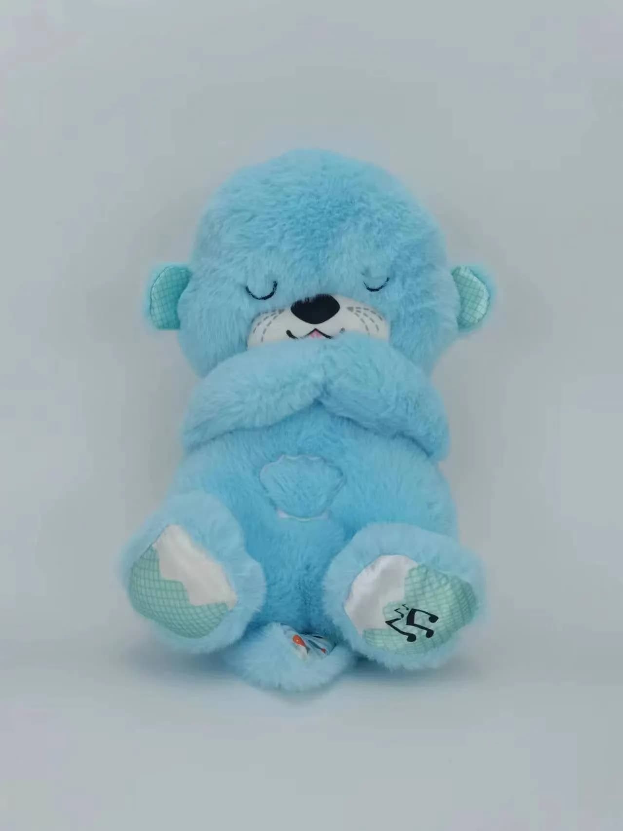 image-Cross-border new style breathing and luminous lullaby cute soothing bear sleeping soundly baby bear music doll