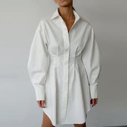 image-Women's 2023 Spring French Shirt Skirt Dress - Long Sleeve Slim Retro