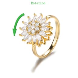 image-Sunflower Rotating Necklace - Zirconia Pendant Gold