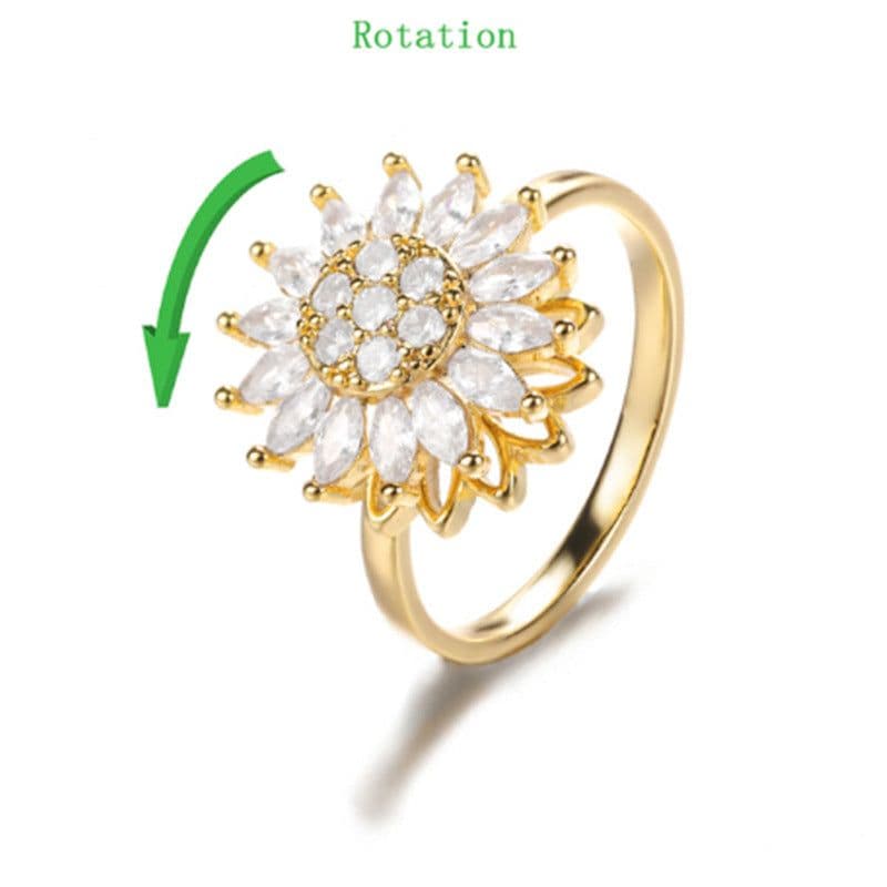 image-Sunflower Rotating Necklace - Zirconia Pendant Gold