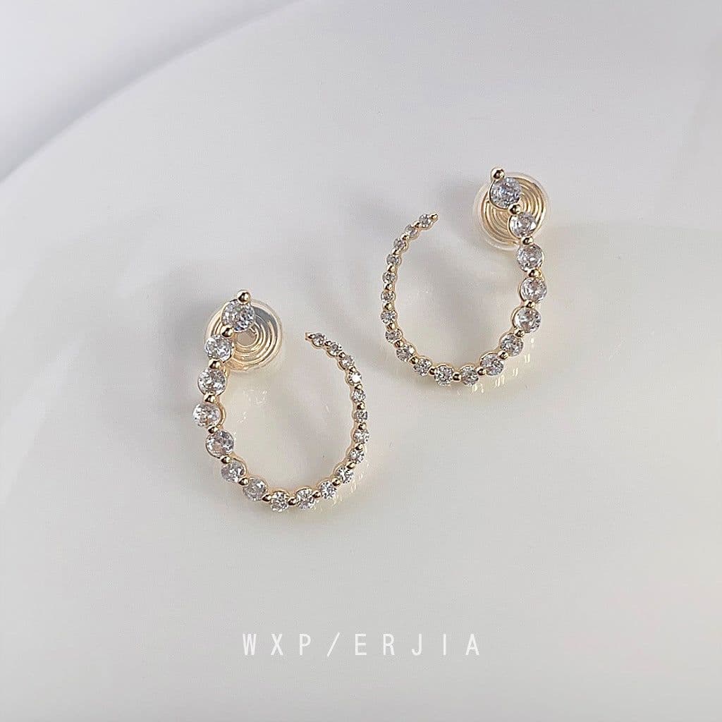 image-Gold Plated Zircon Ear Cuff - Geometric Non-Pierced Earrings