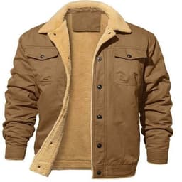 image-Men's Jacket - Army Green Fleece Lined Work Casual Coat