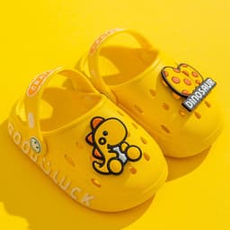 image-Dinosaur Baby Clogs - Orange Non-Slip PVC