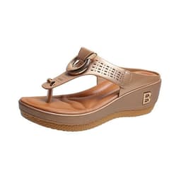 image-Women's Thong Wedge Sandals - Sky Blue Size 43