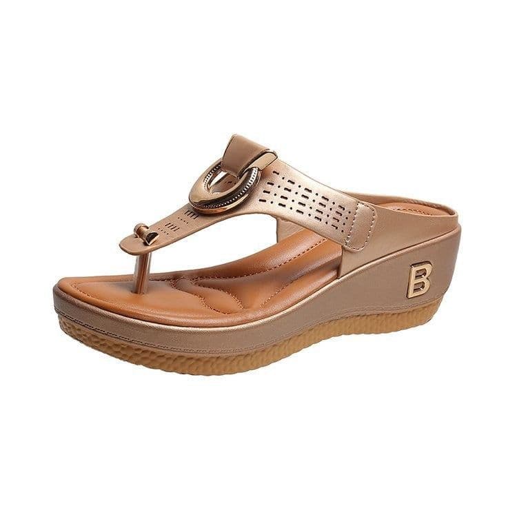 image-Women's Thong Wedge Sandals - Sky Blue Size 43