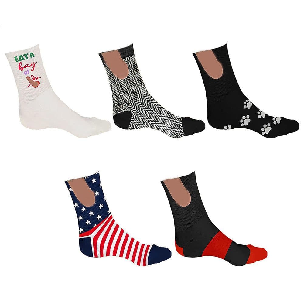 image-Socks - Black Red Stripes Cotton Mid-Tube