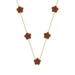 image-Titanium Steel Five-Flower Necklace - Green Women