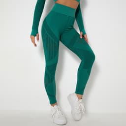 image-Cross-border new seamless knitted quick-drying hollow yoga fitness pants high-waisted hip-lifting tight-fitting sports yoga pants in stock