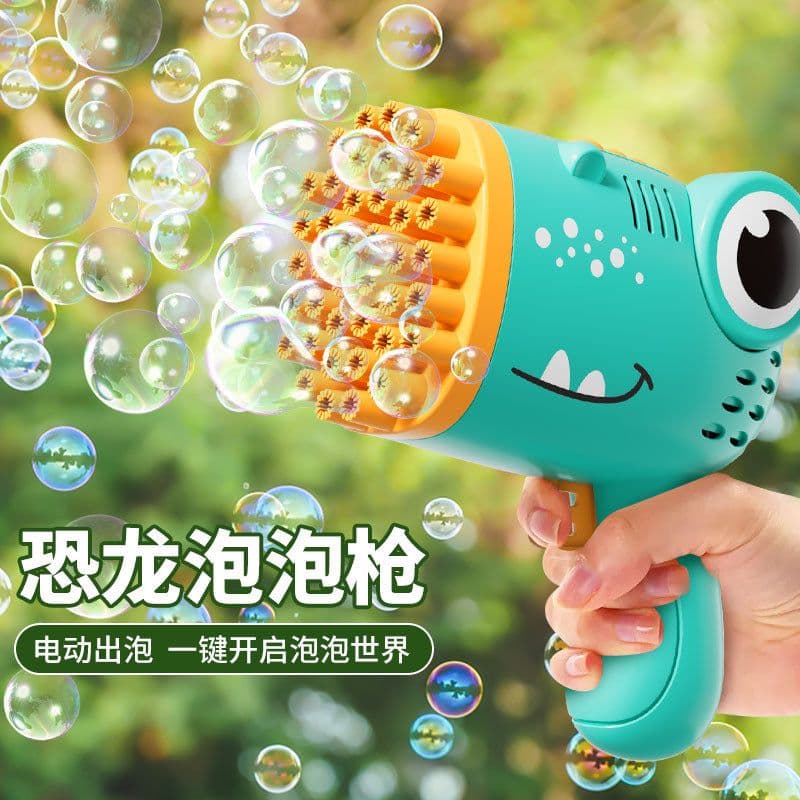 image-Little Dinosaur 40-Hole Bubble Machine Toy - Fully Automatic Bubble Gun for Kids
