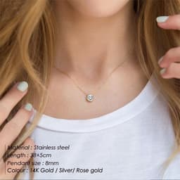 image-E-Manco Light Yellow Titanium Steel Necklace - Rose Gold Stainless Steel Cross Chain