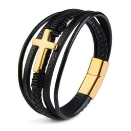 image-Yiwu Yunjin Leather Bracelet Men - Gold 23CM