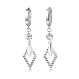 image-Geometric Crystal Earrings - White Gold Plated