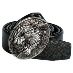image-Men's Belt Knife - Trendy PU Leather, Alloy Buckle, 130cm