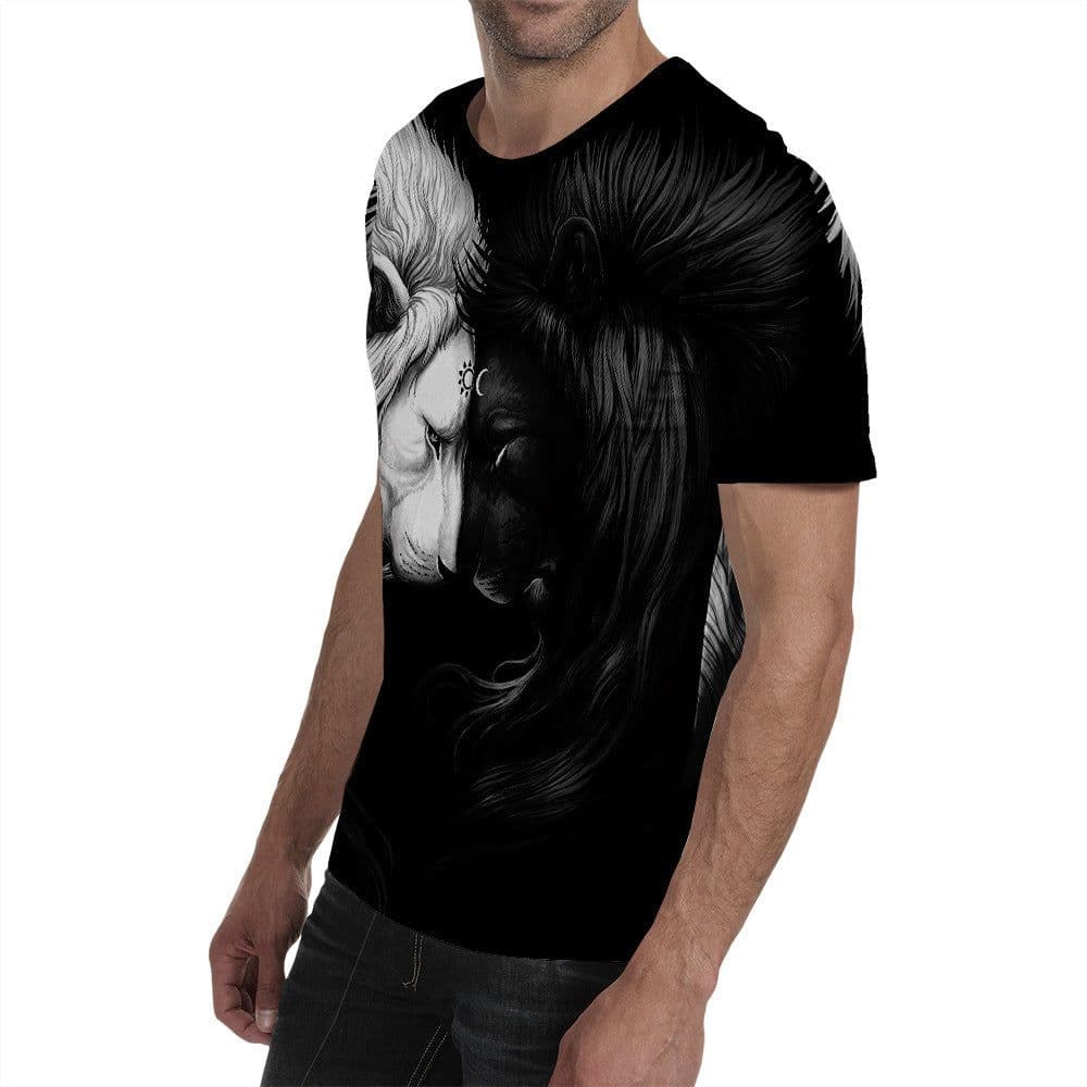 image-X Task Force Men's T-Shirt - Black Lion 3D Print 6XL