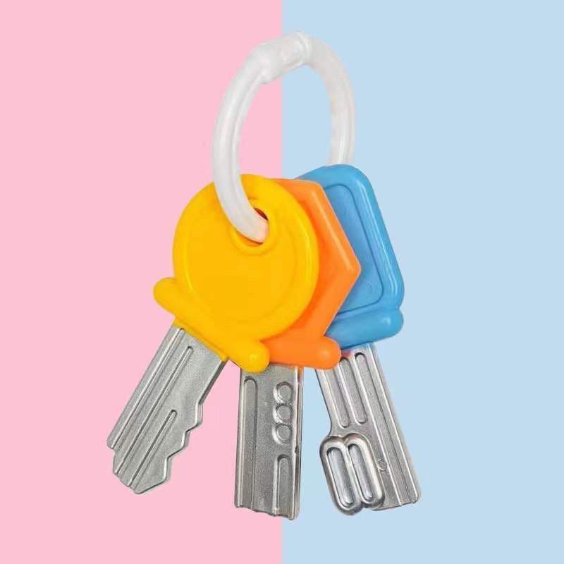 image-Cross-border children's simulation remote control car key lock toy light music baby early education educational toy stall