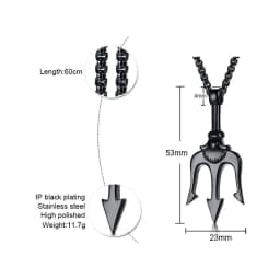 image-Stainless Steel Trident Pendant Men's Necklace Gold 60cm Titanium Steel Jewelry