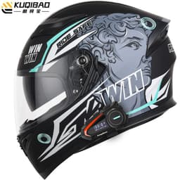image-Coolqibao Motorcycle Full-Face Helmet Bluetooth XXL Gray