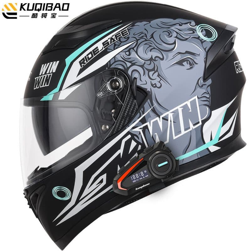image-Coolqibao Motorcycle Full-Face Helmet Bluetooth XXL Gray