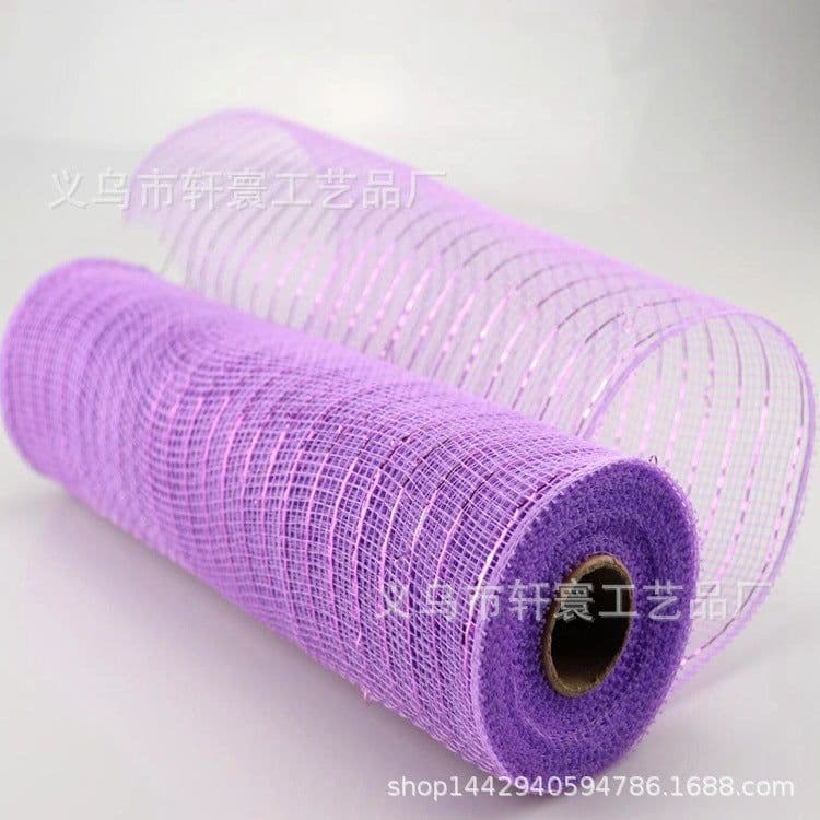 image-Christmas Wire Mesh Packaging - Red & White Strips 26cm x 10yds
