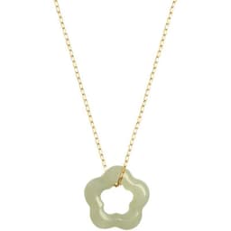 image-Hetian Jade Plum Blossom Pendant Necklace Green Jasper Antique Clavicle Chain