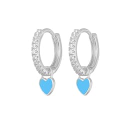 image-S925 Heart-Shaped Earrings - Platinum-White Oil Drop