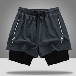 image-Men's Basketball Shorts - Grey Nylon Quick-Dry Loose