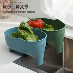 image-Yanyu Elephant Drain Basket Grey Plastic