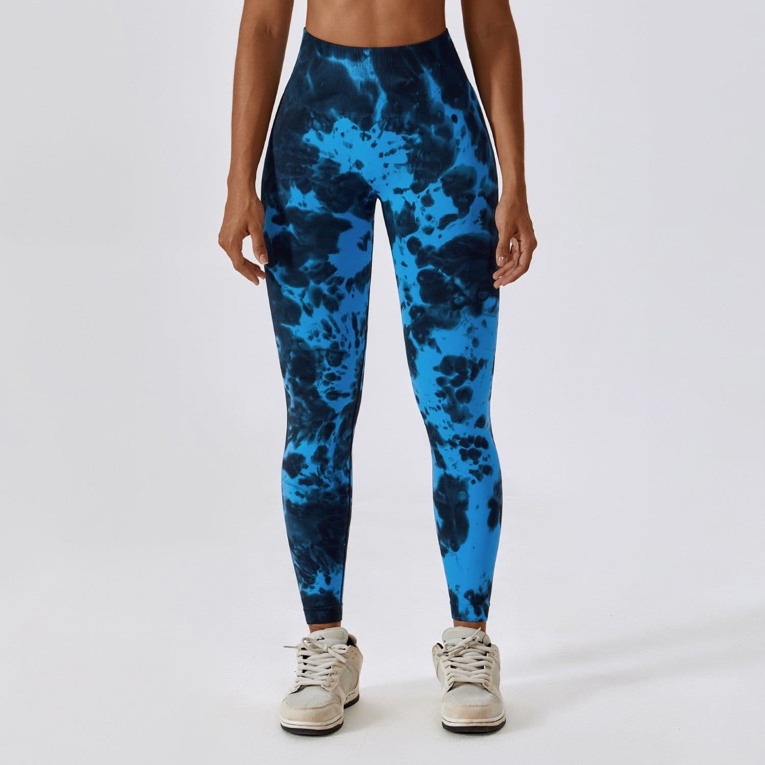 image-Tie-dye seamless high-waisted yoga pants peach hip lifting fitness pants running sports tight pants 7356