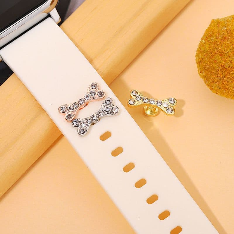 image-Apple Watch Silicone Strap - BK104 Diamond Bone Decor