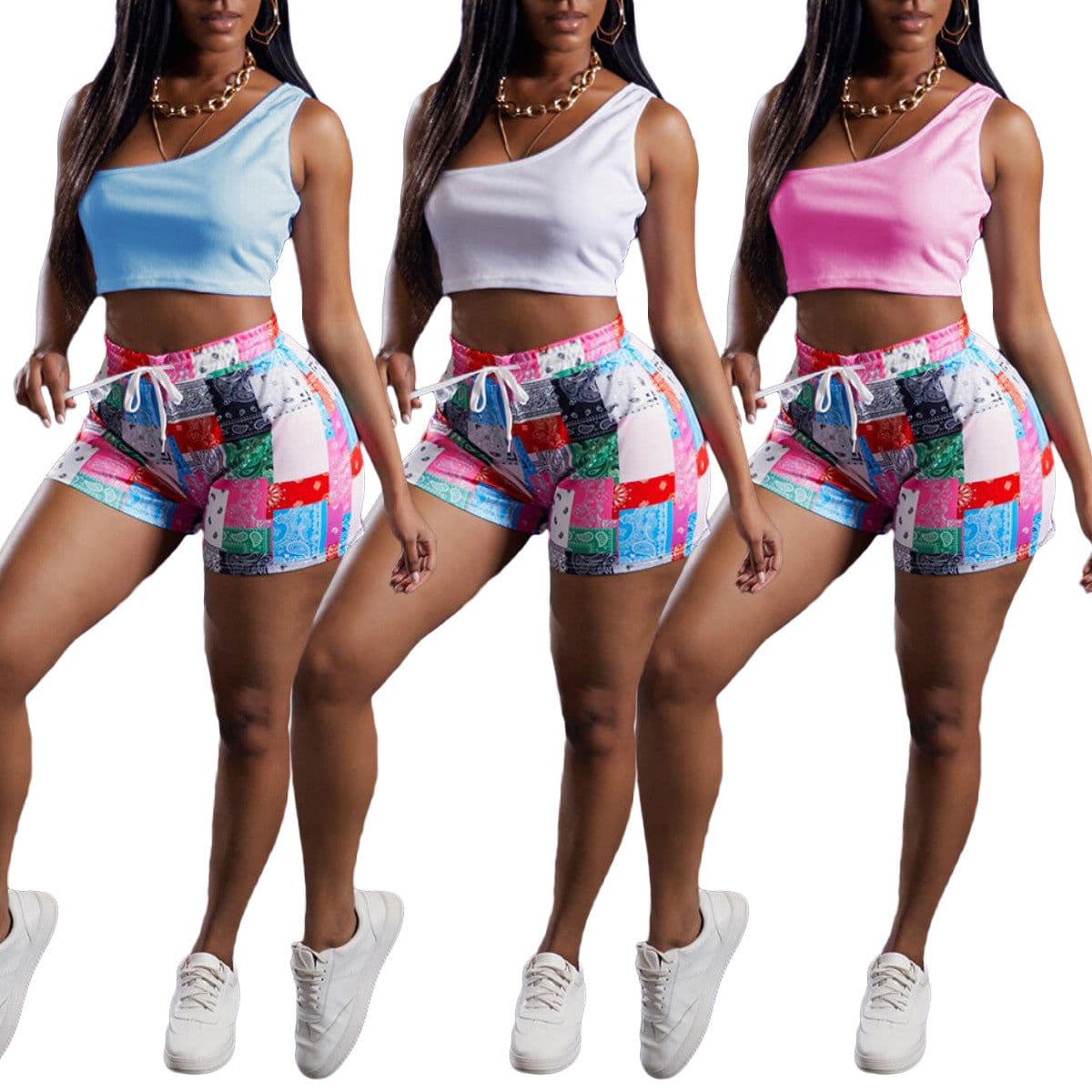 image-Finsenland European Summer Casual Pants - Paisley Print Shorts, XXXL