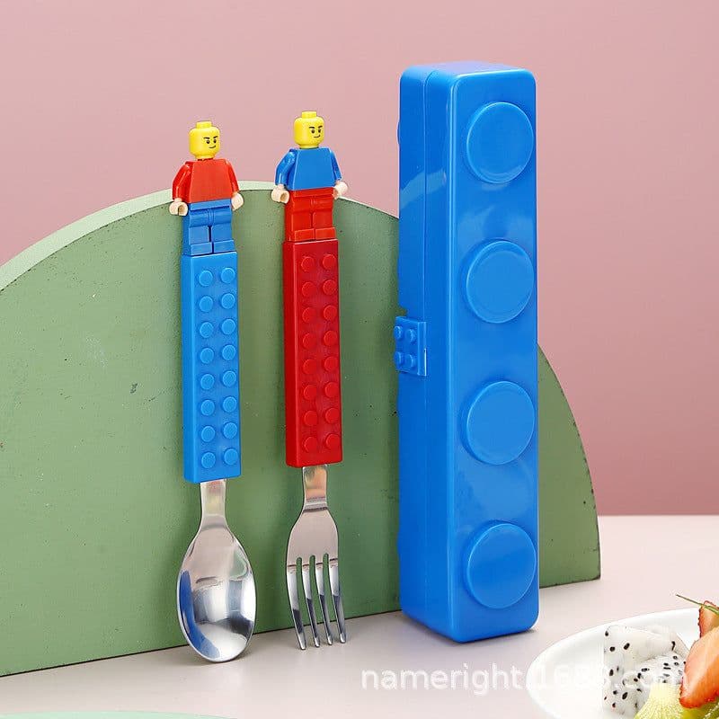 image-Stainless Steel Baby Tableware Set - Fork & Spoon