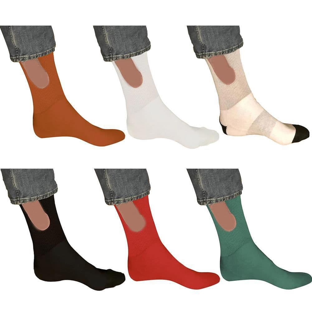 image-Socks - Black Red Stripes Cotton Mid-Tube