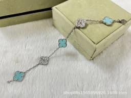 image-High-End Five-Flower Bracelet Rose Gold Clavicle Chain Thickened Electroplating Wholesale