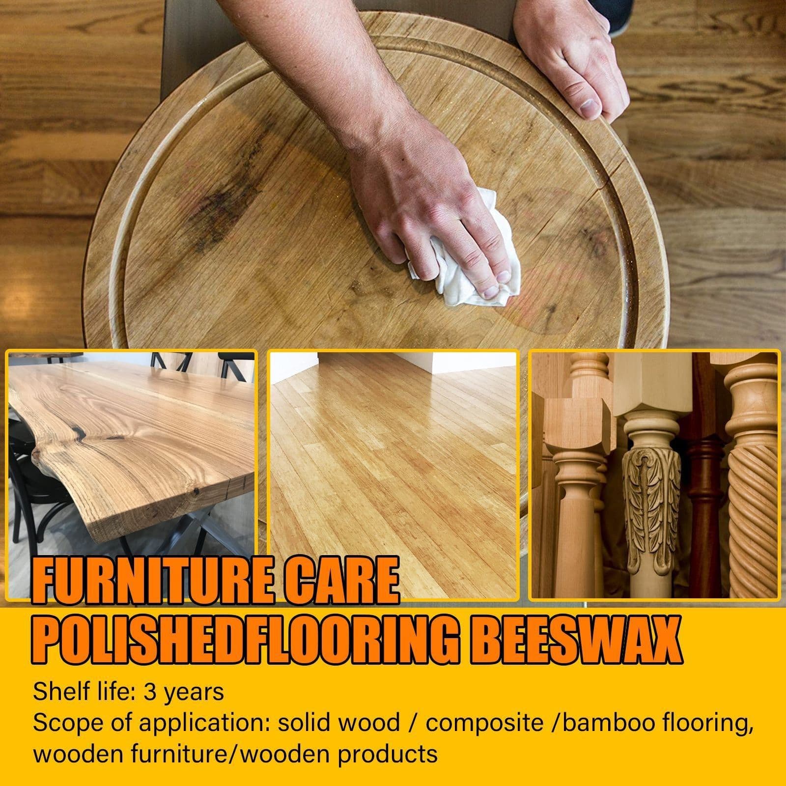 image-Beeswax Polished Wooden Floor Wax for Waterproof Protection - 80g