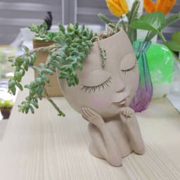 image-Resin Boo Girl Flower Pot Nordic Green Decorative