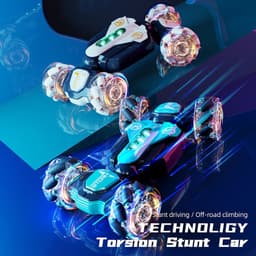 image-Cross-border new mini twisting light music off-road high-speed double-sided stunt remote control car children's toys wholesale
