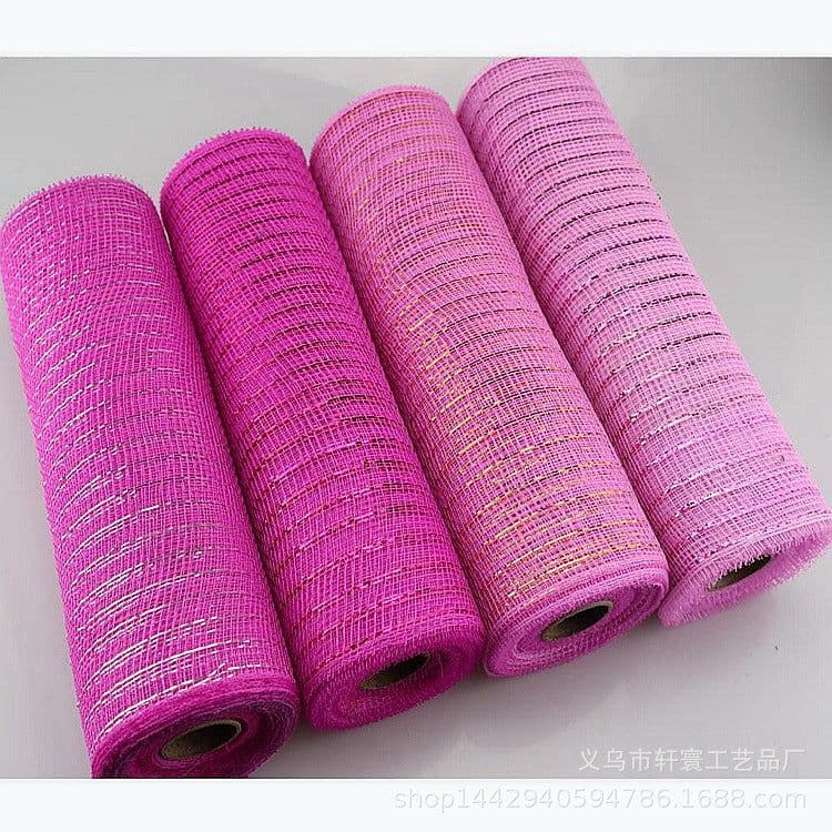 image-Christmas Wire Mesh Packaging - Red & White Strips 26cm x 10yds