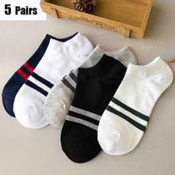 image-Men's Ankle Socks - Breathable Cotton Sports Socks