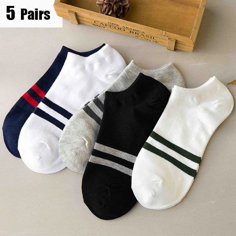 image-Men's Ankle Socks - Breathable Cotton Sports Socks