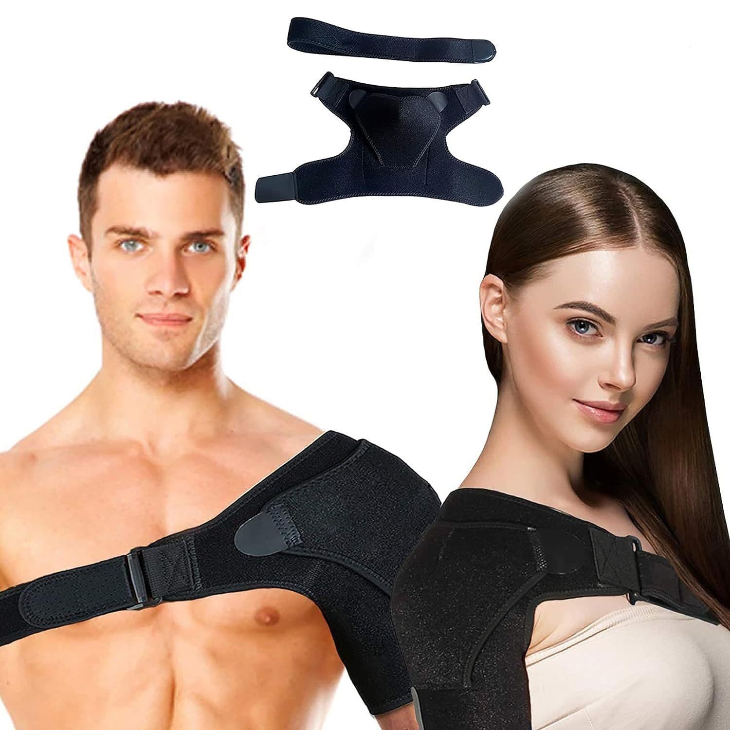 image-Cross-border sports shoulder pads adjustable left and right pressure anti-strain shoulder straps shoulder fixator ice vest shoulder pads
