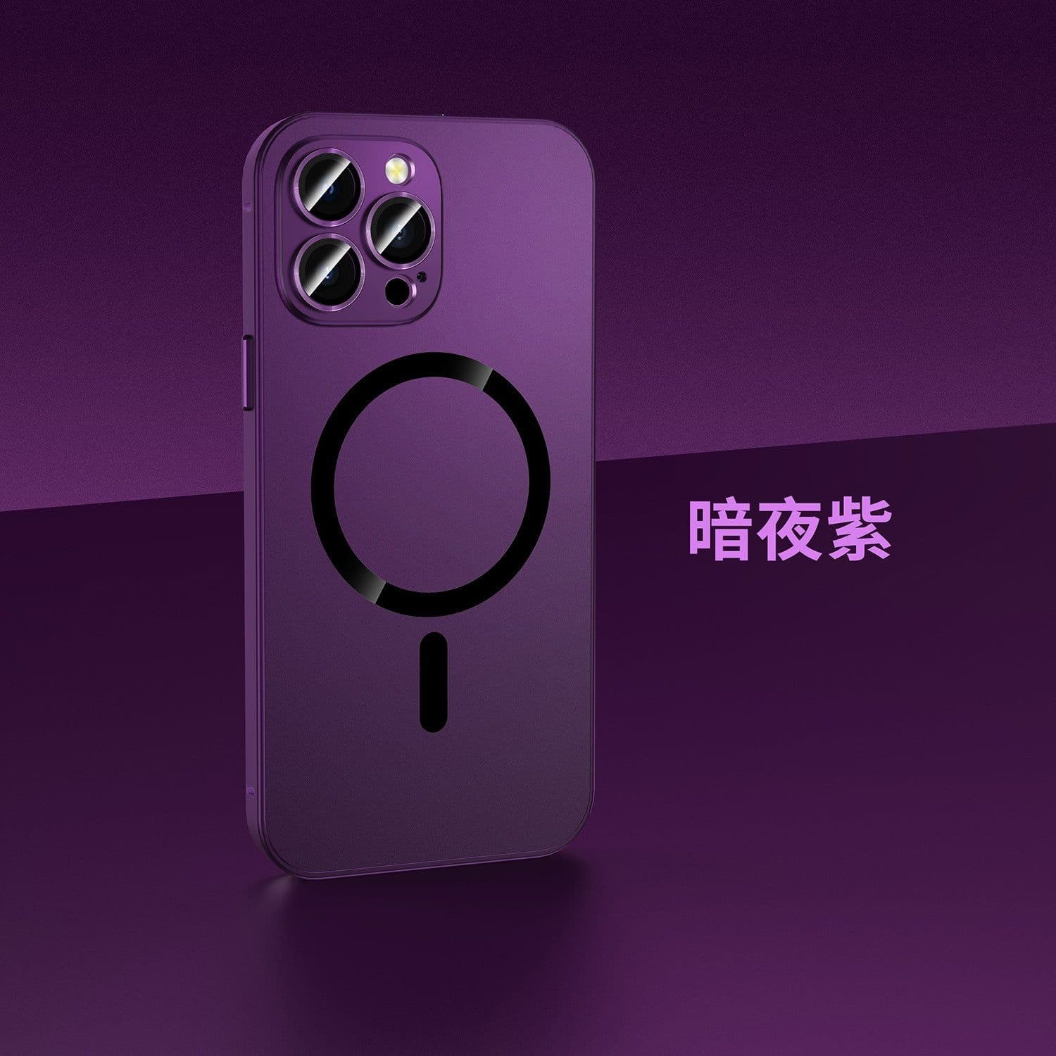 image-Magnetic iPhone 15 Pro Max Phone Case - Titanium Gray Metal with Lens Film
