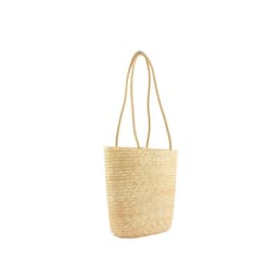 image-Straw Shoulder Bag Women - White Bucket Woven