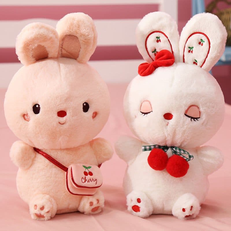 image-Cartoon Peach Bunny Plush Toy - Cherry Rabbit Doll Gift for Kids