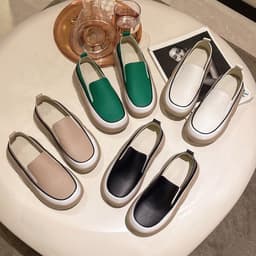 image-Women's Loafers 2022 Green Low-Top PU Shoes, Korean Version, 43 Size