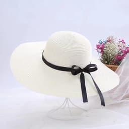 image-Women's Straw Sun Hat - Large Brim Foldable Khaki