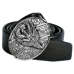image-Men's Belt Knife - Trendy PU Leather, Alloy Buckle, 130cm