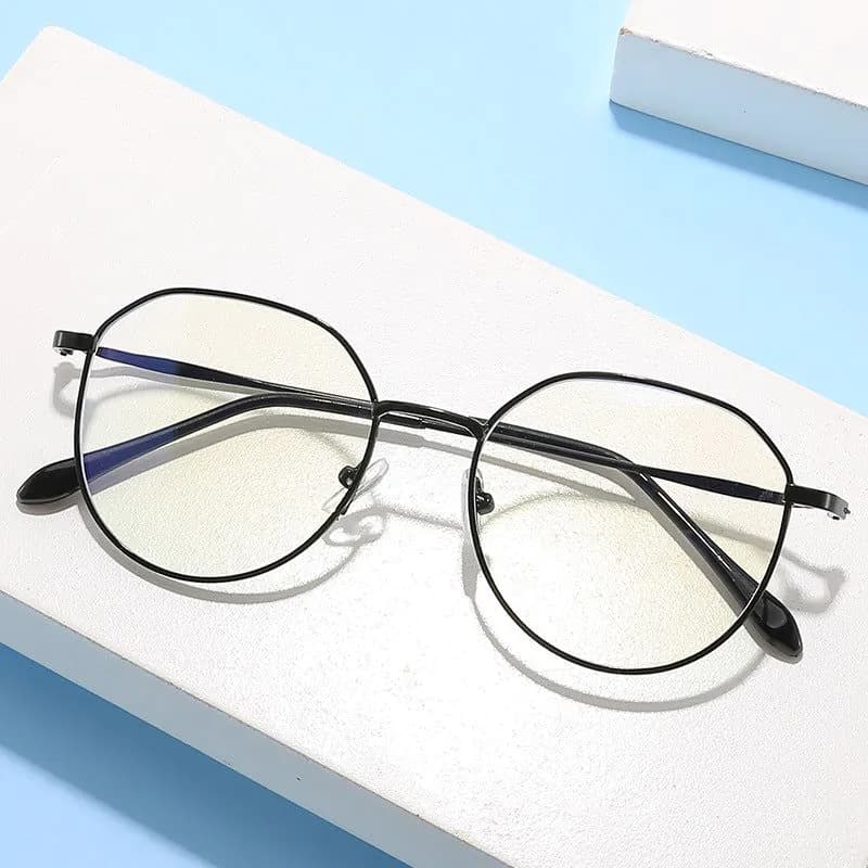 image-Xiaohongshu Douyin anti-blue light radiation mobile phone glasses polygonal myopia men and women Korean version of the tide flat light glasses frame