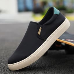 image-Men's Canvas Slip-On Casual Shoes - Size 48